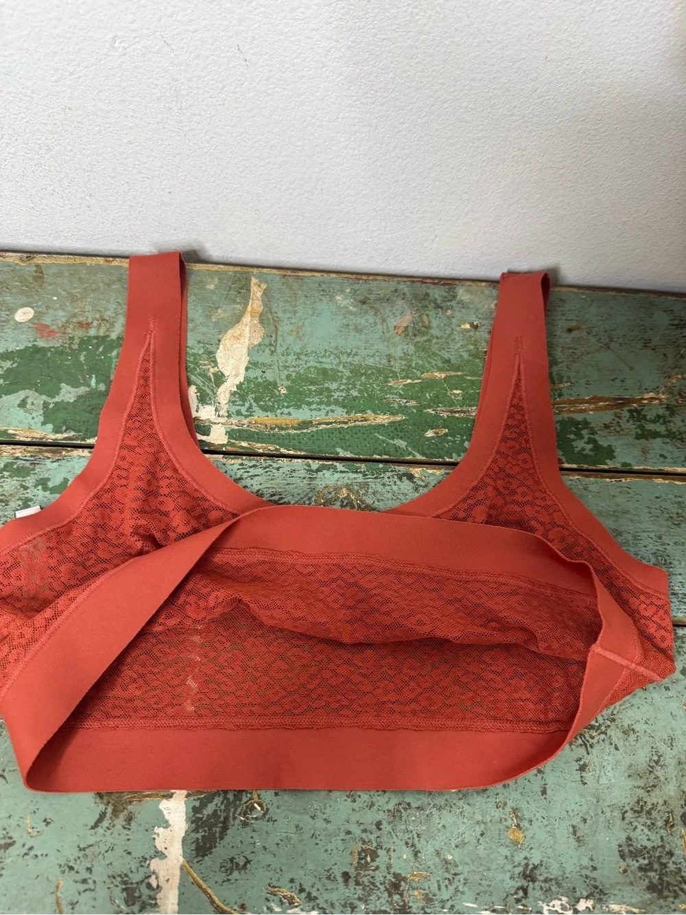 Victoria's Secret Terracotta Mesh Leopard Print Lace Bralette Sheer Lounge Bra M